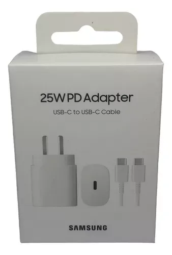 Cargador Samsung 25w completo con cable USB-C.