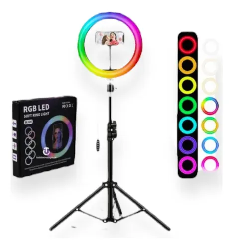 Aro De Leds 26cm Colores Rgb Y Luz Blanca + Trípode 1.50mts.